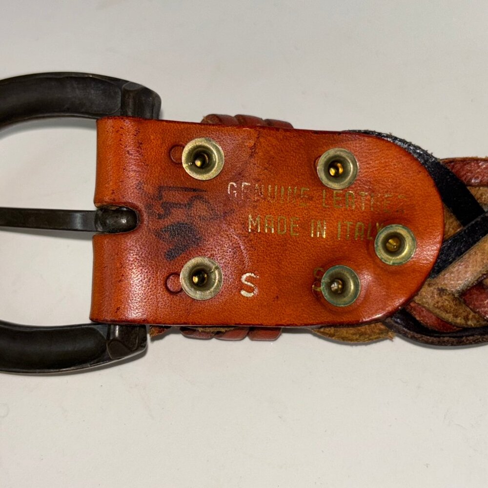 Vintage Braided Multicolor Women's Leather Belt Size S Made in Italy Hippie Boho - Picture 7 of 12